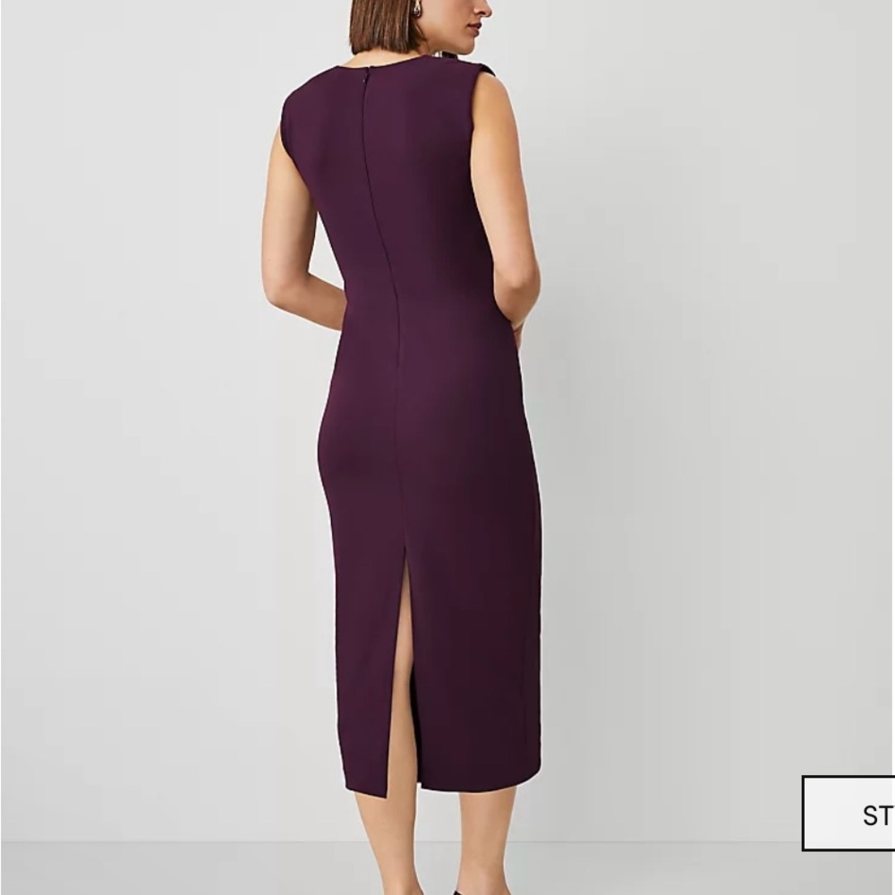 Purple Ruched Sheath Midi Dress - Picture 2 of 4